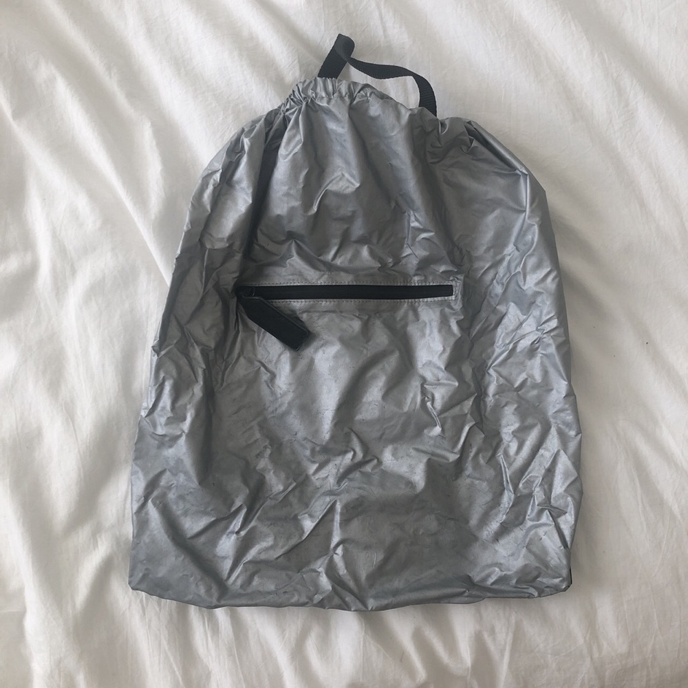 Silver drawstring backpack